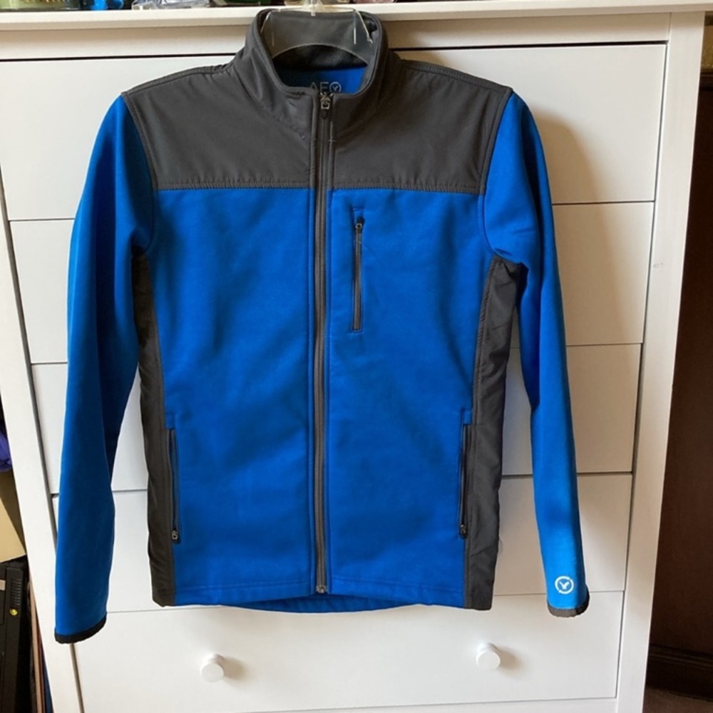 🎧AMERICAN EAGLE MENS SIZE XS BLUE ZIP UP JACKET